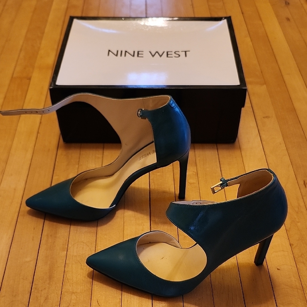 Nine West Teal Leather Women's Heels
